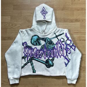Heartcold Unisex Small White Skull Crusher‎ Cropped Hoodie